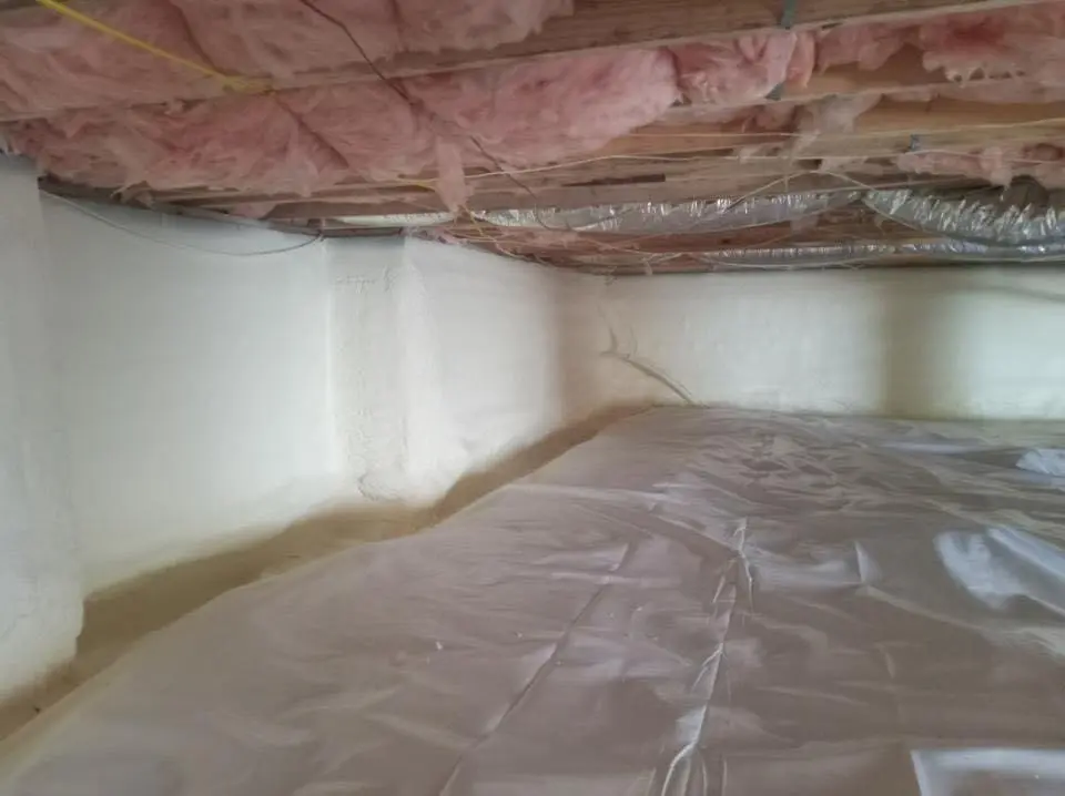 Crawl space encapsulation with closed-cell spray foam for Roof Leak Repair in Bern